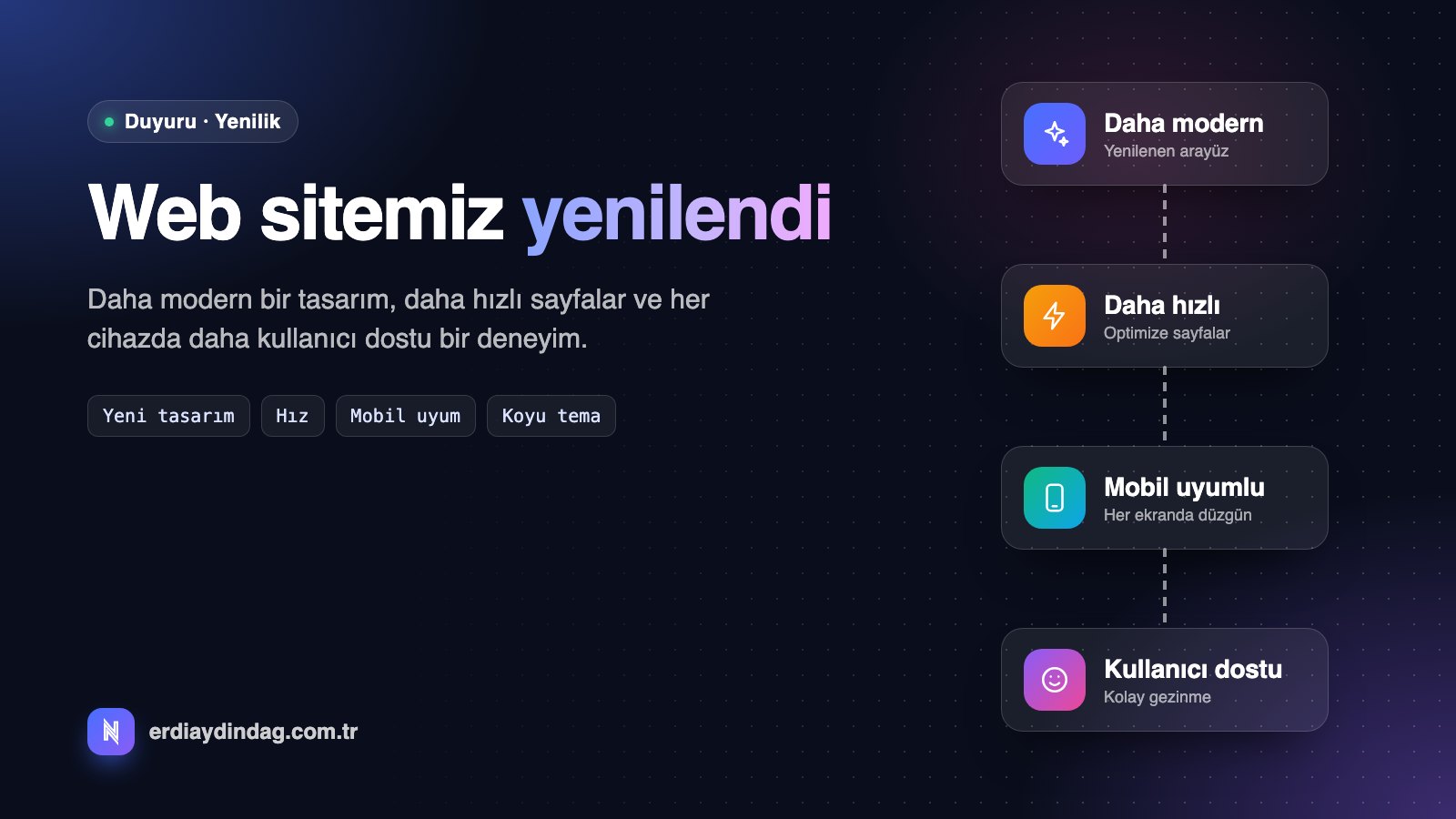 Web Sitemiz Yenilendi! Daha Modern, Daha Hızlı ve Daha Kullanıcı Dostu