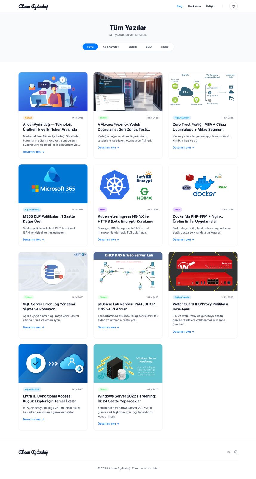 Hazır Kişisel Blog & İçerik Sitesi