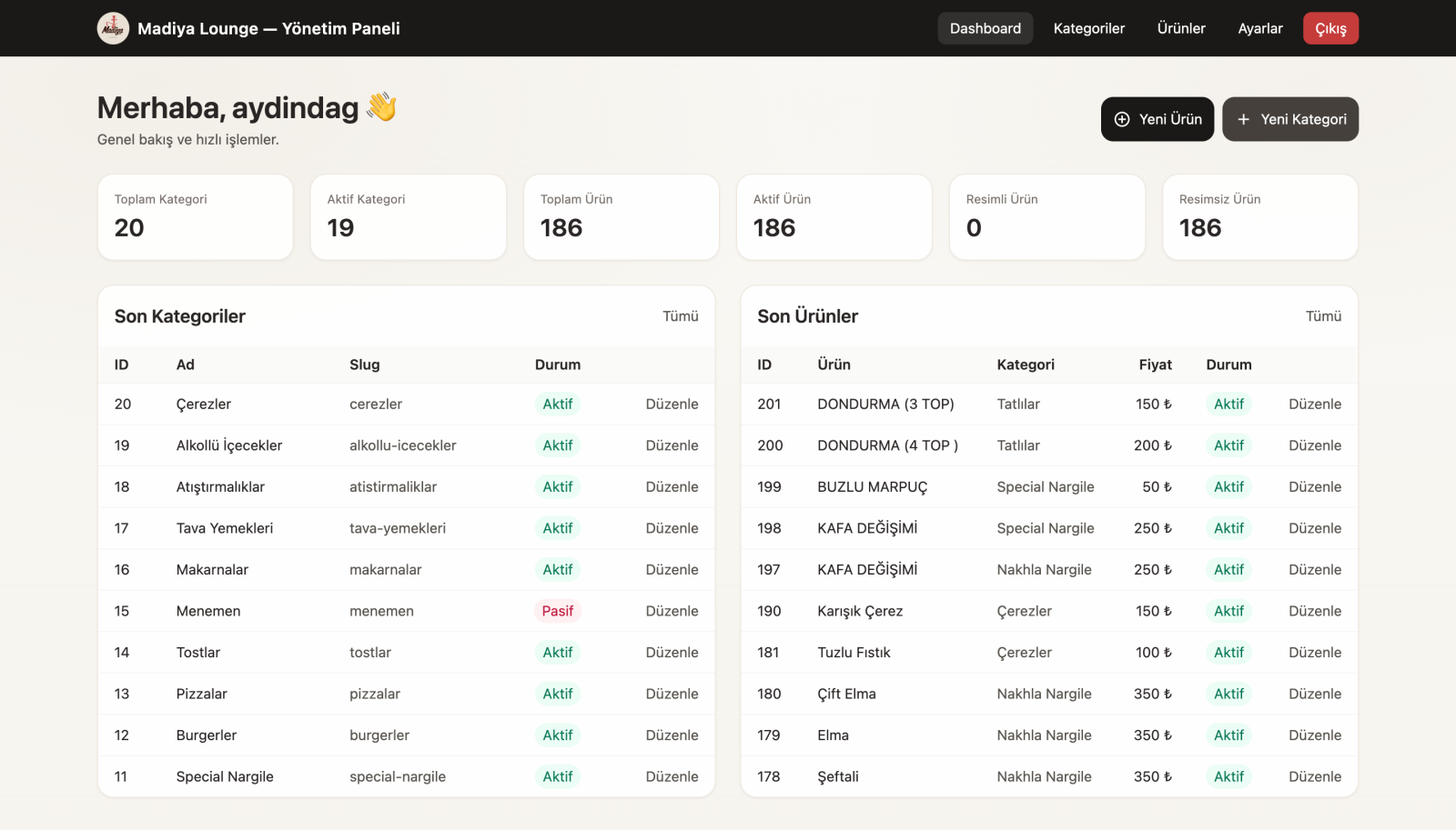 Hazır QR Menü Sistemi