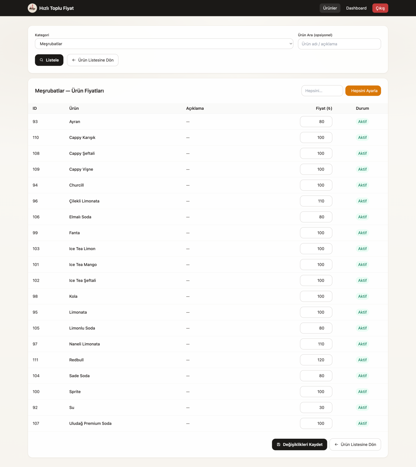 Hazır QR Menü Sistemi